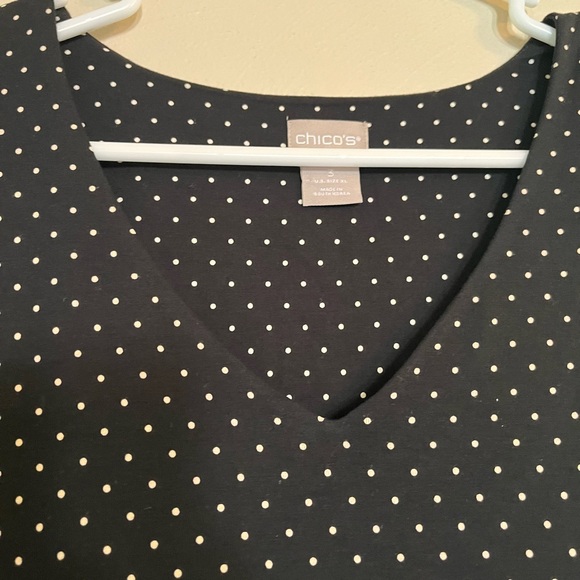 Chico’s women’s black with polka dots XL long sleeve lined shirt top blouse - Picture 5 of 11